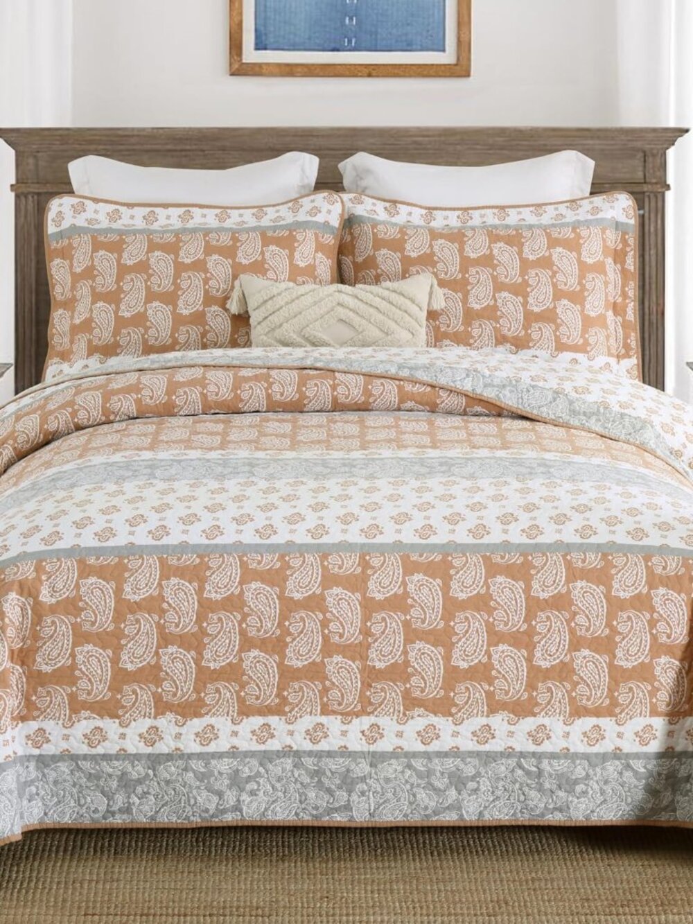 Terracotta Quilts Queen Size,Paisley Comforter Set Queen,Cotton Queen Comforter - Picture 1 of 6